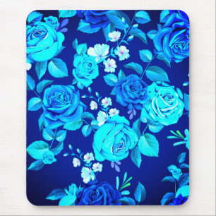 Classic Blauw Roos Bloemen Pattern-876 Muismat