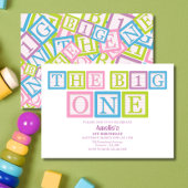 Classic Blocks Theme Simple First Birthday Invitat Kaart