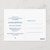 Classic Blue Afstuderen | Moderne scriptfoto Briefkaart (Achterkant)