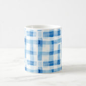 Classic Blue and White Gingham Checkered Pattern Koffiemok (Center)