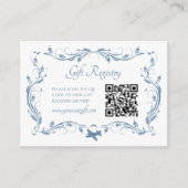 Classic Blue Baby shower Gift Registry QR-code Informatiekaartje (Voorkant)