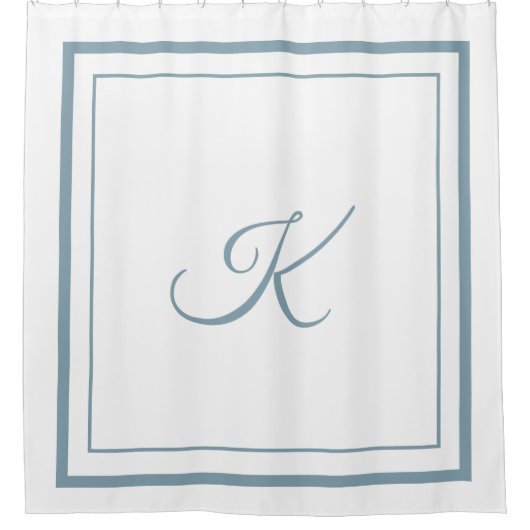 Classic blue Border Script Monogram Showgordijn Douchegordijn (Voorkant)
