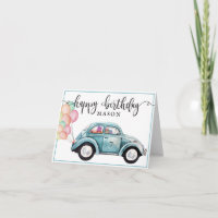 Classic Blue Bug Car met ballonnen | blanco verjaa