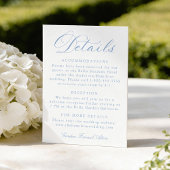 Classic Blue Calligraphy Wedding Details Informatiekaartje