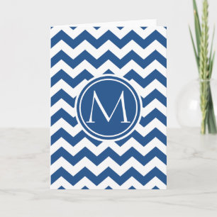 Classic Blue Chevron Monogrammed Notitiekaartje