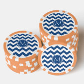 Classic Blue Chevron Monogrammed Poker Chips (Opstapeling)