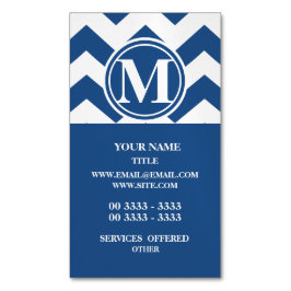 Classic Blue Chevron Monogrammed Visitekaartje Magneet