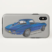 Classic Blue Corvette Design iPhone X Coque (Dos (Horizontal))
