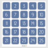 Classic Blue Customizable Square Number Stickers  (Feuille)