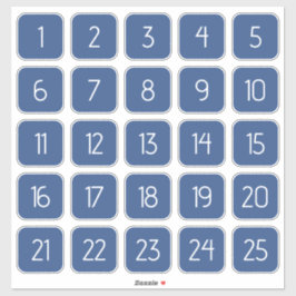 Classic Blue Customizable Square Number Stickers