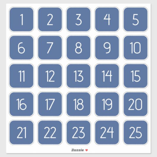 Classic Blue Customizable Square Number Stickers  (Vel)