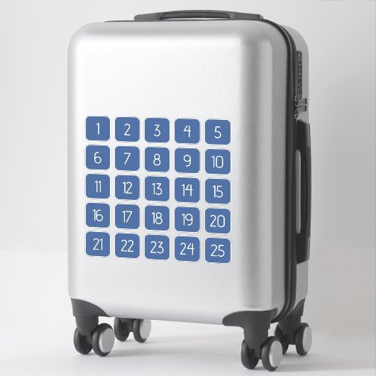 Classic Blue Customizable Square Number Stickers  (Sur valise)