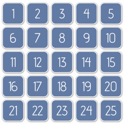 Classic Blue Customizable Square Number Stickers  (Devant)