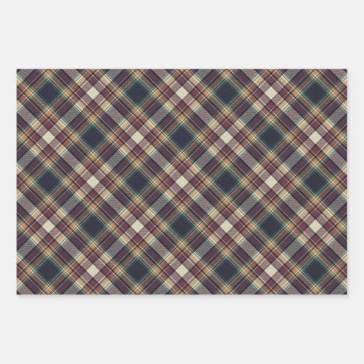 Classic Blue Dark Green Red Plaid Pattern Holiday Inpakpapier Vel (Voorkant 2)