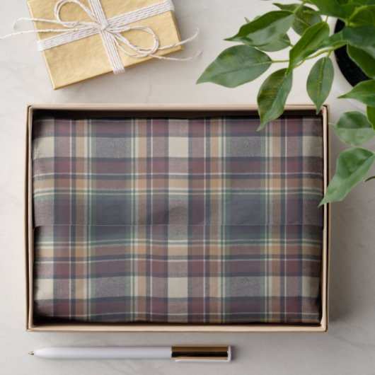 Classic Blue Dark Green Red Plaid Tissue Paper Tissuepapier (Geschenk)