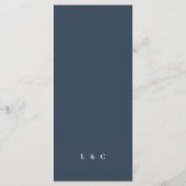 Classic Blue Elegant Navy White Monogram Menu (Achterkant)