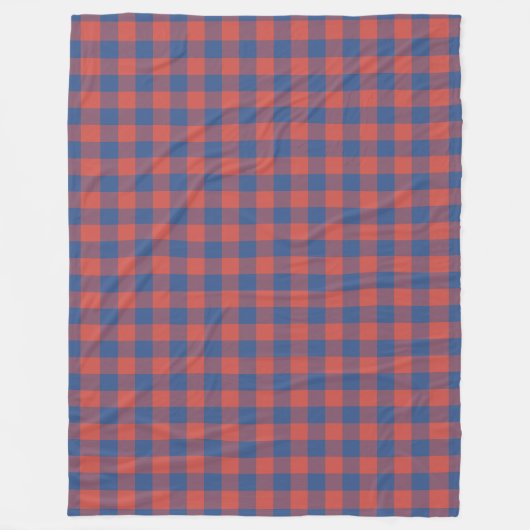 Classic Blue en Red Gingham Check Pattern Fleece Deken (Voorkant)