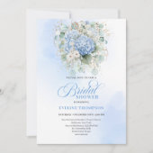 Classic Blue Floral Bridal Shower Gold Invitation (Devant)