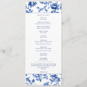 Classic Blue Floral Delfts huwelijksceremonie Programma (Achterkant)