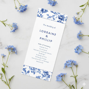 Classic Blue Floral Delfts huwelijksceremonie Programma