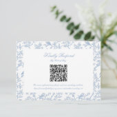 Classic Blue Floral Toile QR code RSVP (Debout devant)