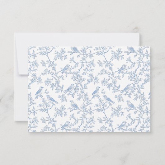 Classic Blue Floral Toile QR code RSVP (Dos)