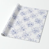 Classic Blue Flowers Pattern French blue toile Cadeaupapier (Uitgerold)