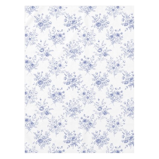Classic Blue Flowers Pattern French blue toile Tafelkleed (Voorkant)