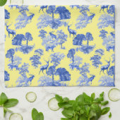 Classic Blue French Toile Deer Forest Pattern Theedoek (Gevouwen)