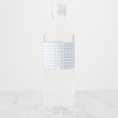 Classic Blue Gingham Baby shower Waterfles Etiket (Achterkant)