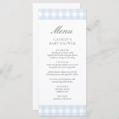 Classic Blue Gingham Boy Baby shower Menu (Voorkant / Achterkant)