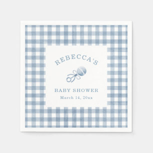 Classic Blue Gingham Boy Baby shower Servet