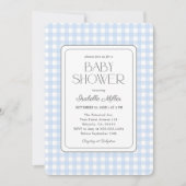Classic Blue Gingham Boy Baby shower Uitnodiging (Voorkant)