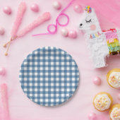 Classic Blue Gingham Pattern Papieren Bordje (Feest)
