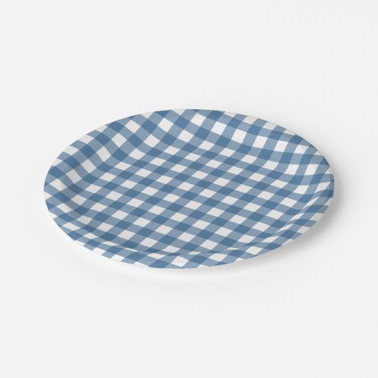 Classic Blue Gingham Pattern Papieren Bordje (Gekanteld)