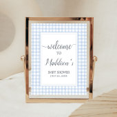 Classic Blue Gingham Welkom Poster