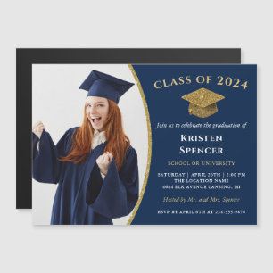 Classic Blue Gold Afstuderen Foto-Afstuderen Magne