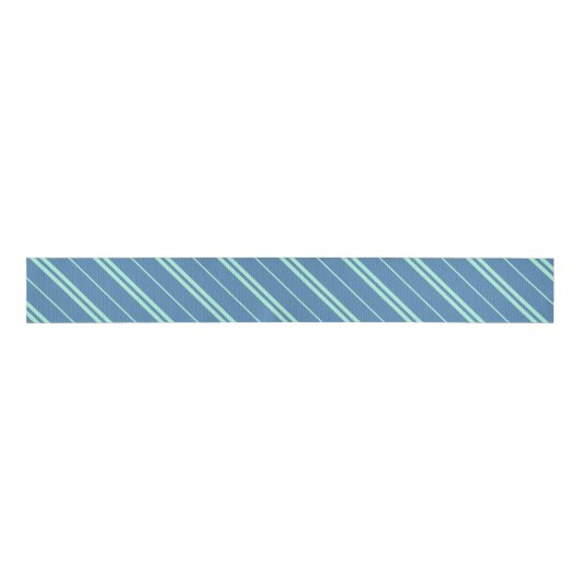 Classic Blue Green School Stripes Pattern Grosgrain Lint (Voorkant)