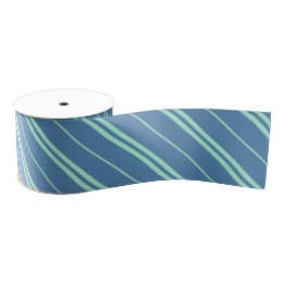 Classic Blue Green School Stripes Pattern Grosgrain Lint
