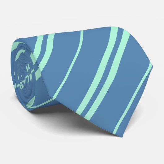 Classic Blue Green School Stripes Pattern Stropdas (Opgerold)