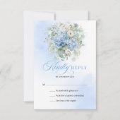 Classic Blue Hydrangea Gold Wedding Enclosure RSVP Kaartje (Voorkant)