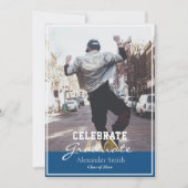 Classic Blue Modern Trendy Afstuderen Kaart (Voorkant)