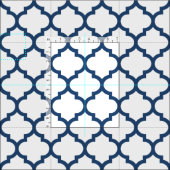 Classic Blue Moroccan Trellis Pattern Fabric Stof (Delen)