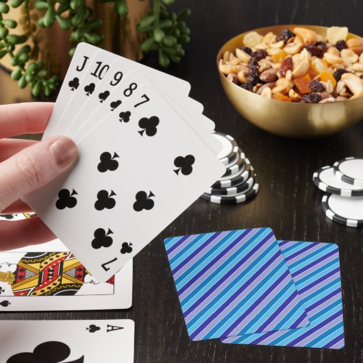 Classic Blue Paars Pajama Stripes Patroon Pokerkaarten (Insitu)