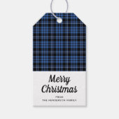 Classic Blue Plaid Vrolijk Kerstfeest Cadeaulabel (Voorkant)