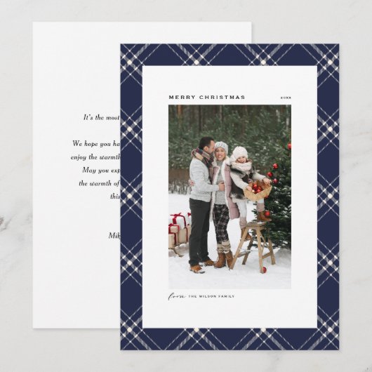 Classic Blue Pset Pattern Merry-kerstfoto (Voorkant / Achterkant)