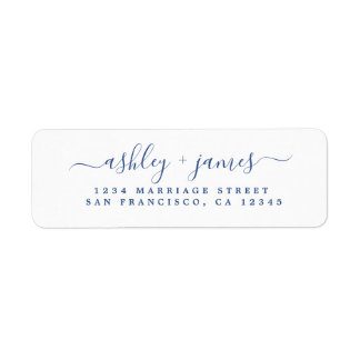 Classic Blue Script Chic Return-adres Etiket