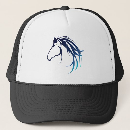 Classic Blue Shades Horse Head Logo Trucker Pet (Voorkant)