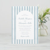 Classic Blue Stripe Arch Wedding Invitation (Debout devant)