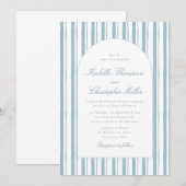 Classic Blue Stripe Arch Wedding Invitation (Devant / Derrière)